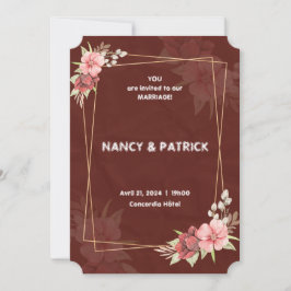 Inbjudan till elegant Burgundy Flower Wedding