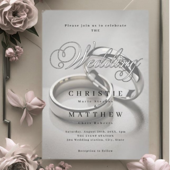 Inbjudan till elegant Calligraphy Bröllop Ringar (Skapare uppladdad)