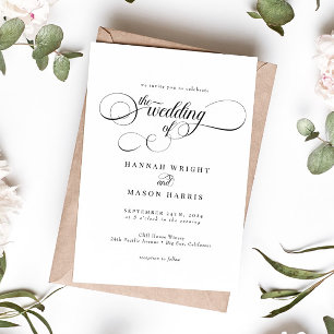Inbjudan till elegant Calligraphy Classic Wedding