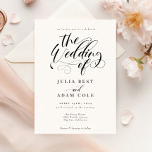 Inbjudan till elegant Calligraphy Classic Wedding