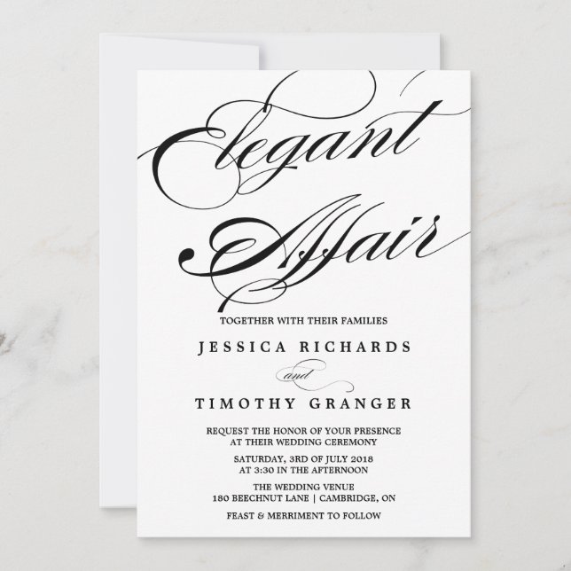 Inbjudan till elegant Calligraphy Script Wedding I (Framsida)