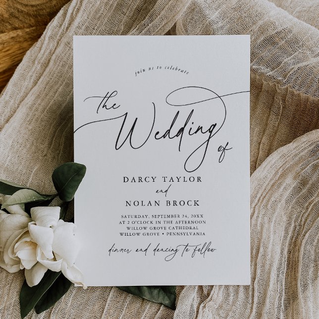 Inbjudan till elegant Charm Black and White Weddin (Skapare uppladdad)