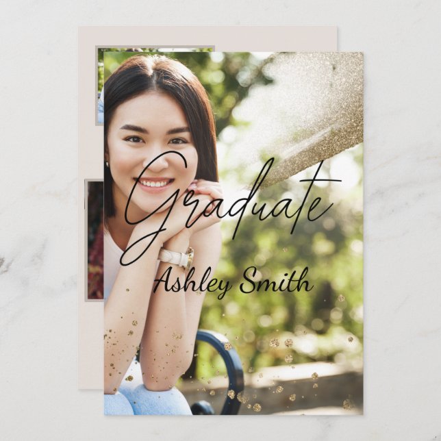 Inbjudan till elegant Chic Studenten (Fram/baksida)