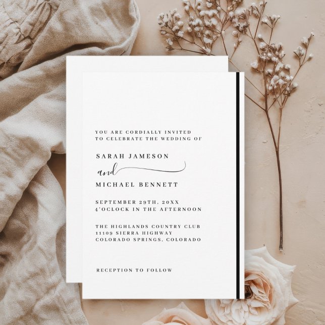 Inbjudan till elegant Classic Black and White Wedd (Skapare uppladdad)