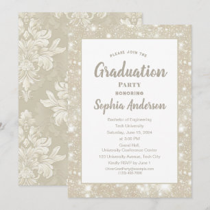 Inbjudan till elegant Classic Glitter Studenten