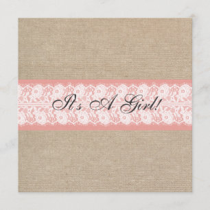 Inbjudan till Elegant Coral Burlap Snöre Baby Show