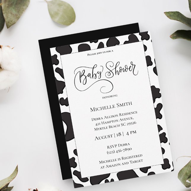 Inbjudan till elegant Cow Print Baby Shower (Skapare uppladdad)