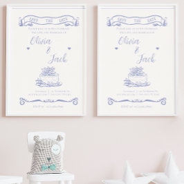 Inbjudan till elegant Cream & Blue Wedding