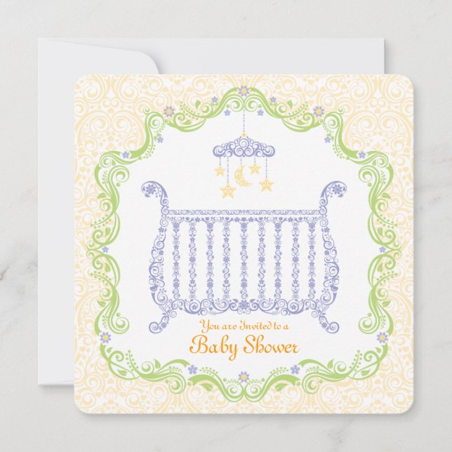 Inbjudan till Elegant Crib Baby Shower (Framsida)