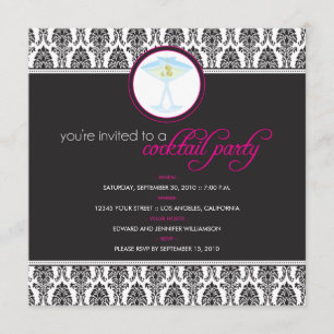 Inbjudan till Elegant Damask Cocktail-partiet (fus