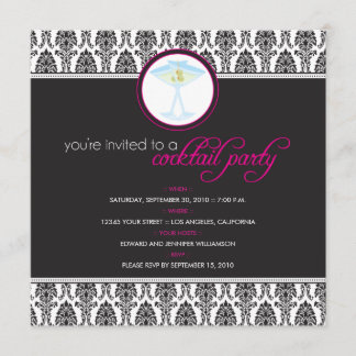 Inbjudan till Elegant Damask Cocktail-partiet (fus