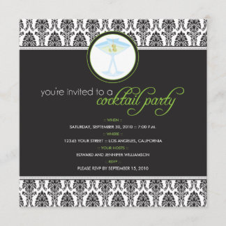 Inbjudan till Elegant Damask Cocktail Party (kalk)