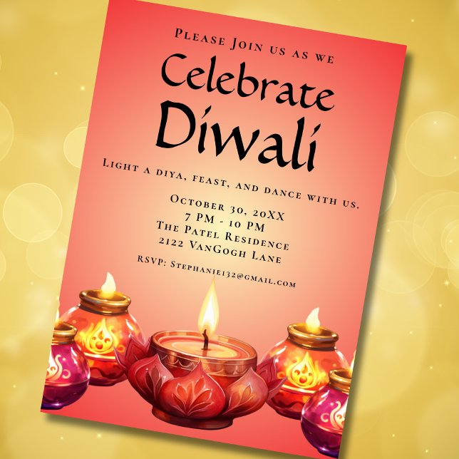 Inbjudan till elegant Diya Diwali Firande (Skapare uppladdad)