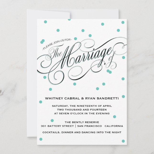 Inbjudan till elegant Dot Blue Wedding (Framsida)