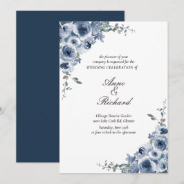 Inbjudan till elegant Dusty Blue Blommigt Wedding