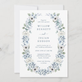 Inbjudan till elegant Dusty Blue Blommigt Wedding