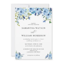 Inbjudan till elegant Dusty Blue Blommigt Wedding