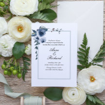 Inbjudan till elegant Dusty Blue Blommigt Wedding
