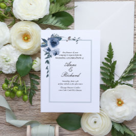 Inbjudan till elegant Dusty Blue Blommigt Wedding