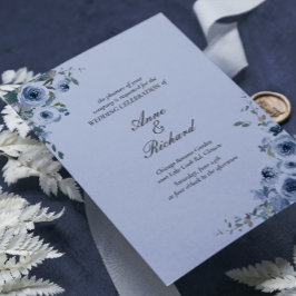 Inbjudan till elegant Dusty Blue Blommigt Wedding