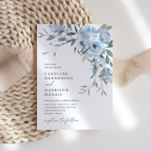 Inbjudan till elegant Dusty Blue Blommigt Wedding