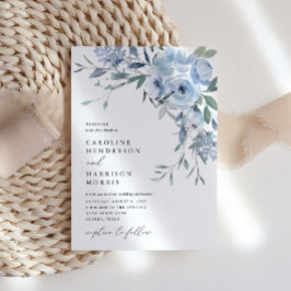 Inbjudan till elegant Dusty Blue Blommigt Wedding