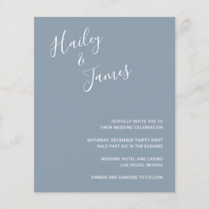 Inbjudan till elegant Dusty Blue Modern Budget Wed