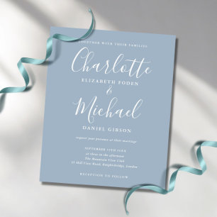 Inbjudan till elegant Dusty Blue Namnteckning Wedd