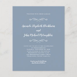 Inbjudan till elegant Dusty Blue White Budget Wedd