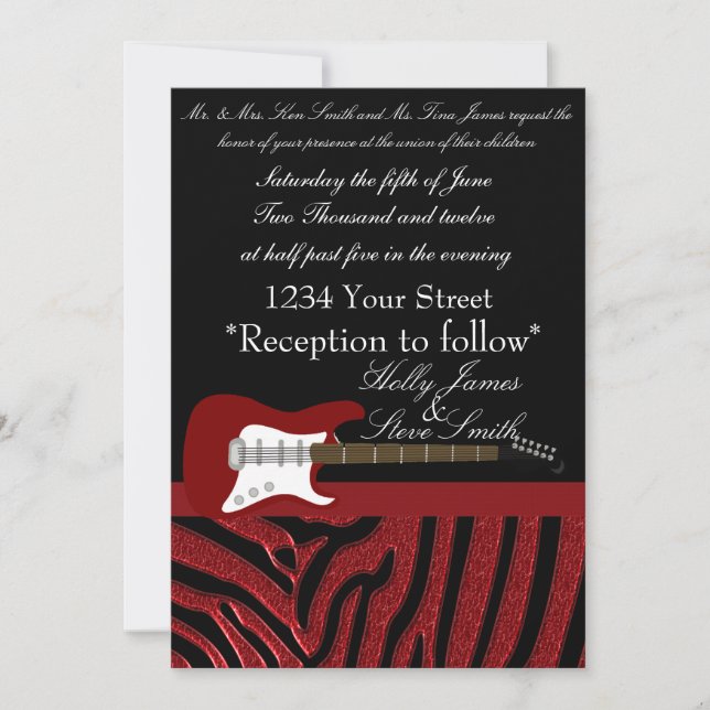 Inbjudan till elegant Electric Guitar Wedding (Framsida)