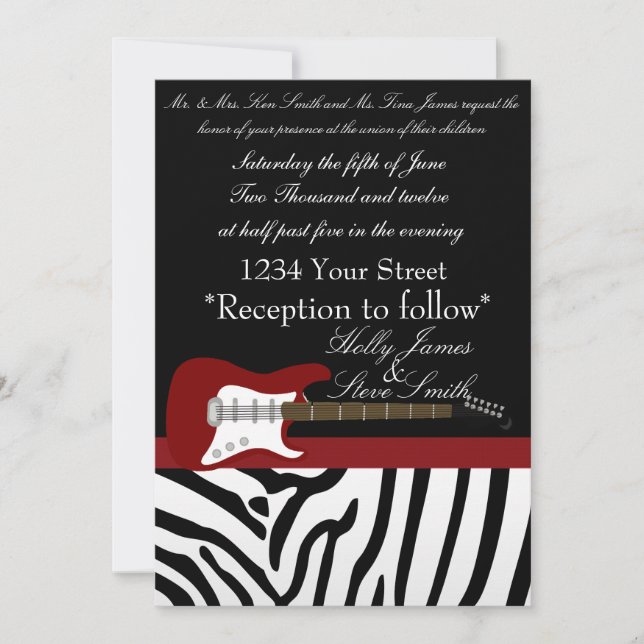 Inbjudan till elegant Electric Guitar Wedding (Framsida)