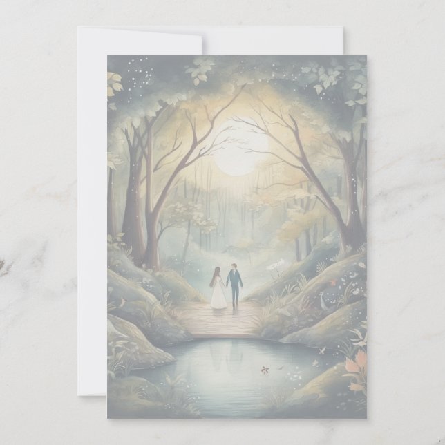 Inbjudan till elegant Enchanted Forest Firande (Baksida)