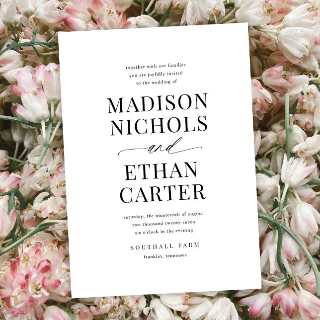 Inbjudan till elegant Enkel skriptbudgetbröllop (Skapare uppladdad)