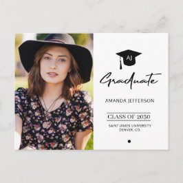 Inbjudan till elegant enkelgradsfotot studenten