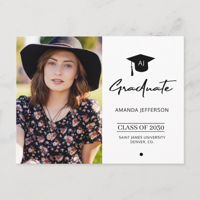 Inbjudan till elegant enkelgradsfotot studenten (Framsida)