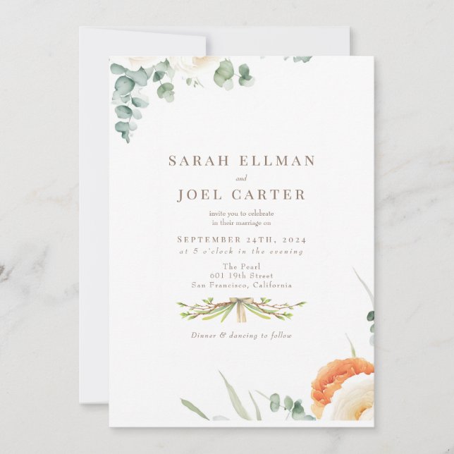 Inbjudan till elegant Eteral Botanical Wedding (Framsida)