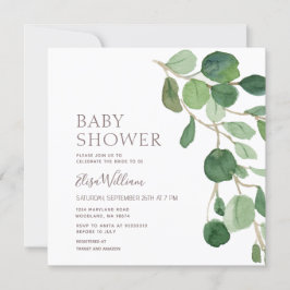 Inbjudan till elegant Eucalyptus Baby Shower