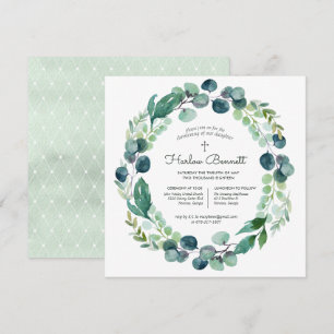 Inbjudan till elegant Eucalyptus Christening
