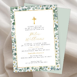 Inbjudan till elegant Eucalyptus Greenery Baptism