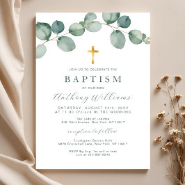 Inbjudan till elegant Eucalyptus Greenery Baptism