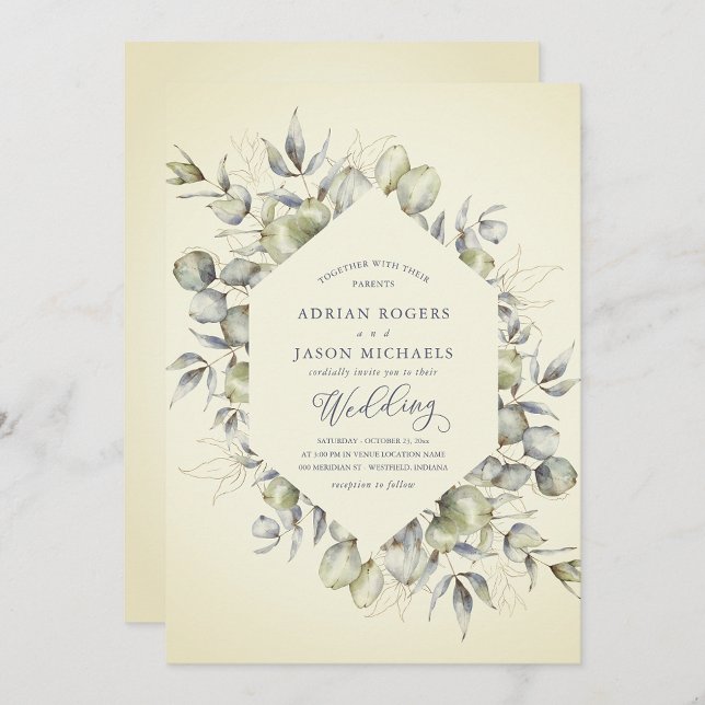 Inbjudan till elegant Eucalyptus Greenery Wedding (Skapare uppladdad)