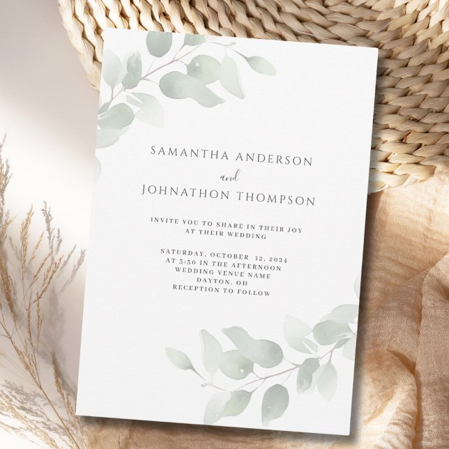 Inbjudan till elegant Eucalyptus Greenery Wedding (Skapare uppladdad)