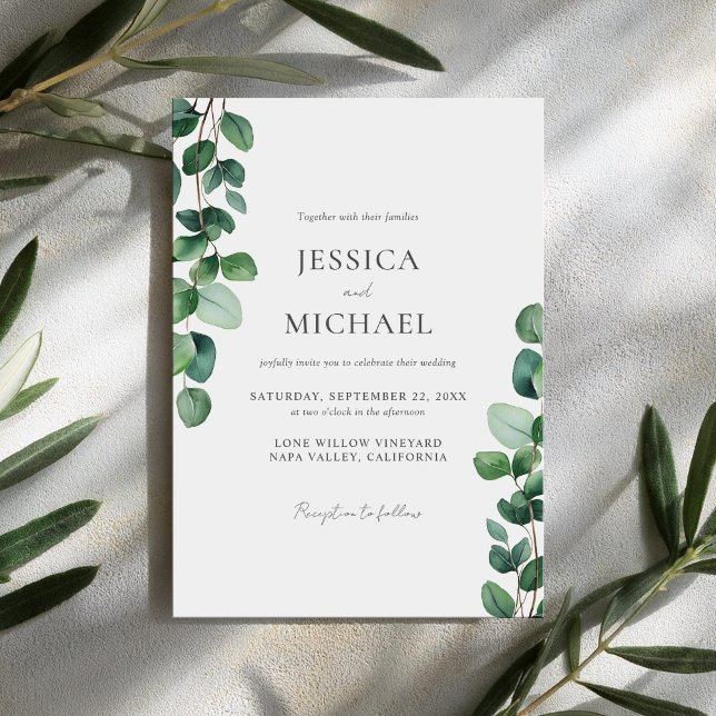 Inbjudan till elegant Eucalyptus Greenery Wedding (Skapare uppladdad)