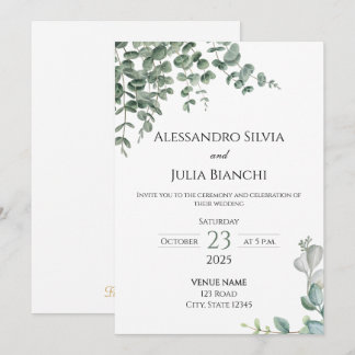 Inbjudan till elegant Eucalyptus Greenery Wedding