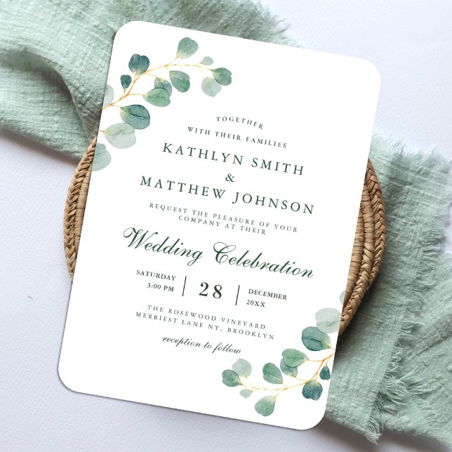 Inbjudan till elegant Eucalyptus Greenery Wedding Magnet (Skapare uppladdad)