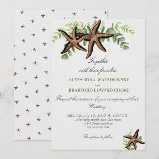 Inbjudan till elegant Eucalyptus och Starfish Wedd