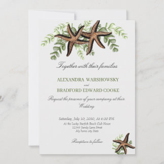 Inbjudan till elegant Eucalyptus och Starfish Wedd