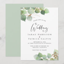 Inbjudan till elegant Eucalyptus Watercolor Weddin