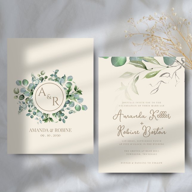 Inbjudan till elegant Eucalyptus Wedding (Skapare uppladdad)