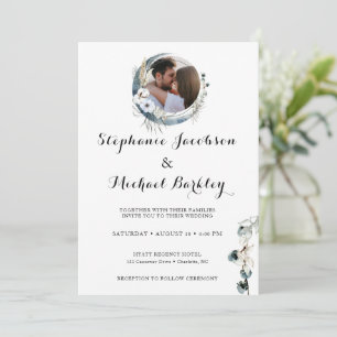 Inbjudan till elegant Flower Wandeand Photo Weddin